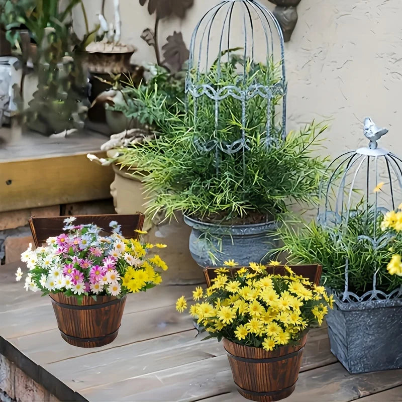 Holz Eimer Pflanzkübel im Fässer-Design für Garten und Terrasse – Dekorative Blumentöpfe aus Holz