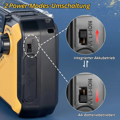 Notfall-Radio mit Kurbel & Solar – Tragbares Dynamo-Radio mit Powerbank & LED-Taschenlampe