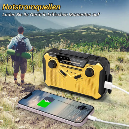 Notfall-Radio mit Kurbel & Solar – Tragbares Dynamo-Radio mit Powerbank & LED-Taschenlampe