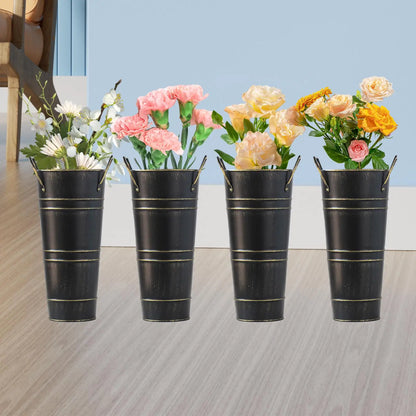 Retro Eisen-Blumeneimer mit Griffen – Dekorativer Metallblumentopf für Zuhause