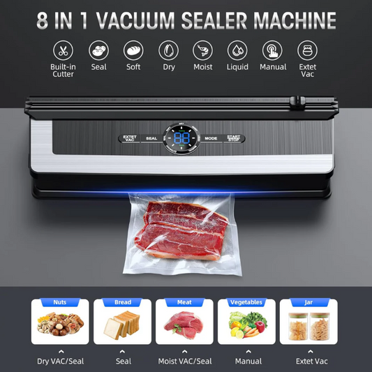 Multifunktionales 8-in-1 Vakuumiergerät mit integriertem Folienschneider