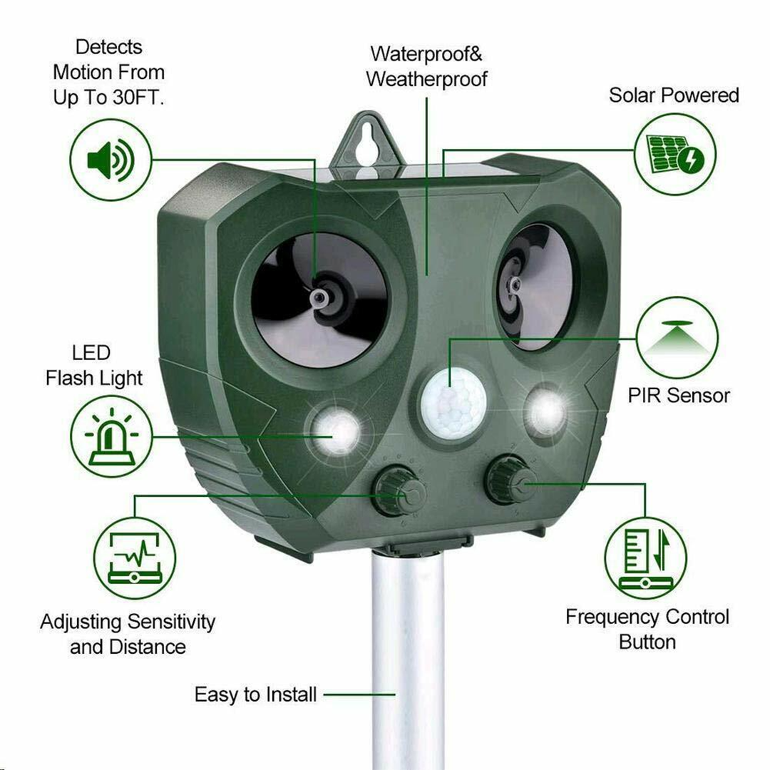 Effektiver Schädlingsvertreiber – Solar Ultraschall-Tierabwehr für Garten