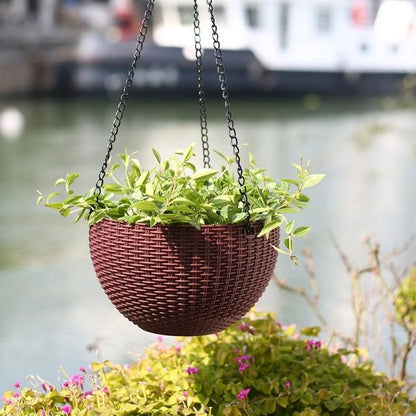 Geflochtener Hängekorb für Pflanzen mit Kette – Ideal für Balkon und Garten