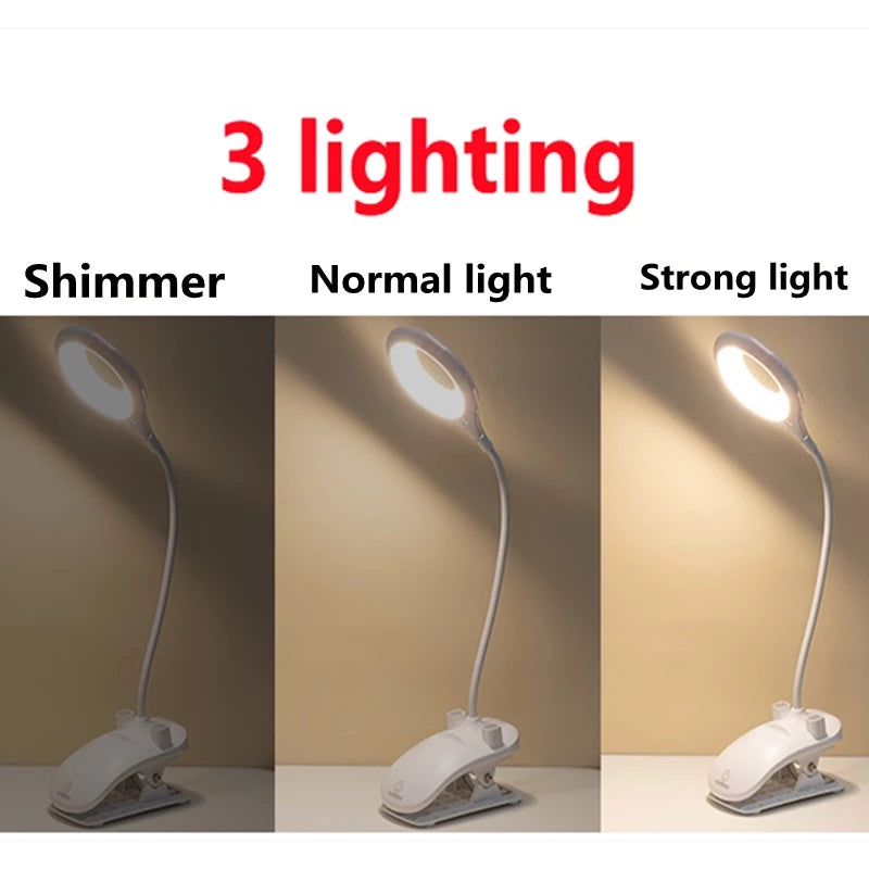 Wiederaufladbare LED Tischlampe mit Clip – Einstellbare Schreibtischleuchte für Homeoffice und Studium