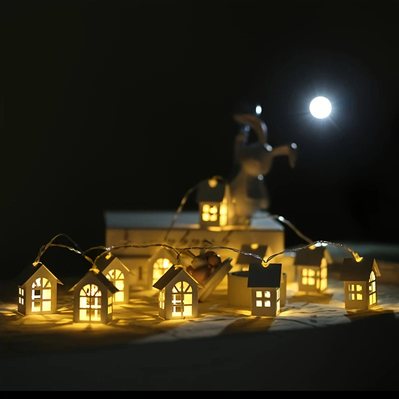 LED Lichterkette mit Mini-Häusern – Dekorative Weihnachtsbeleuchtung für Innenbereich