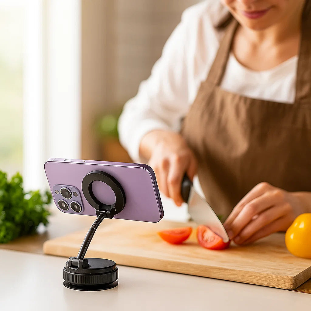 Magnetischer Saugnapf - Ausziehbarer 360° Telefonhalter mit Vakuumverschluss