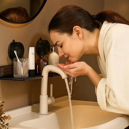 Badezimmer Saugnapf Waschbeckenablage im Walnuss Design