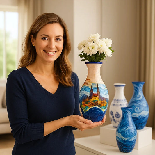 Edle 3D Puzzle Vase - Verwendbar für echte Blumen