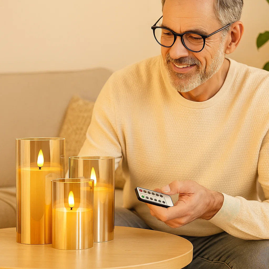 Flammenlose LED Kerzen mit Ferbendinung