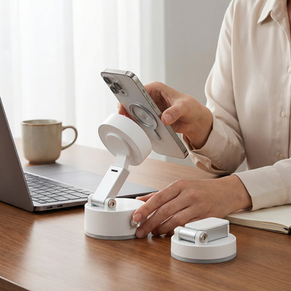 Magnetischer Handyhalter mit Vakuum-Saugnapf – Faltbar & Doppelseitig, Universell für alle Smartphones