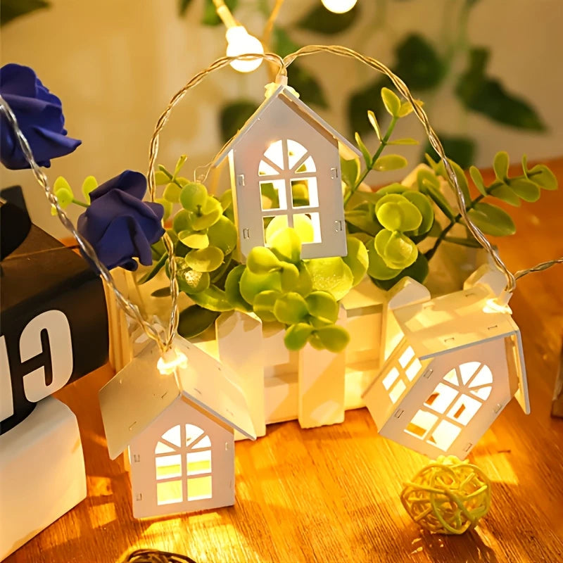 LED Lichterkette mit Mini-Häusern – Dekorative Weihnachtsbeleuchtung für Innenbereich