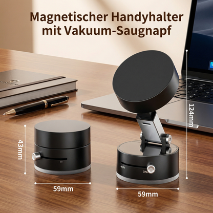 Magnetischer Handyhalter mit Vakuum-Saugnapf – Faltbar & Doppelseitig, Universell für alle Smartphones