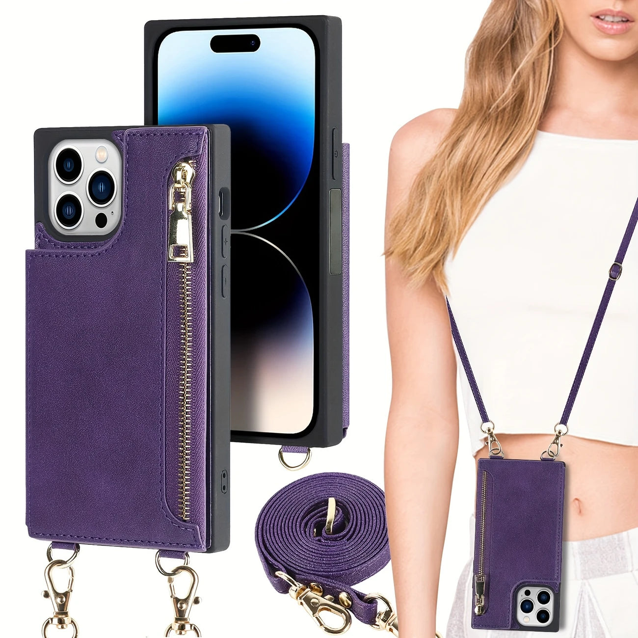 3in1 Handyhülle mit Karten und Münzfach Umhänge Tasche