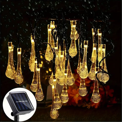 Solar LED Lichterkette – Bunte Tropfenlichter für Garten, Terrasse und Dekoration
