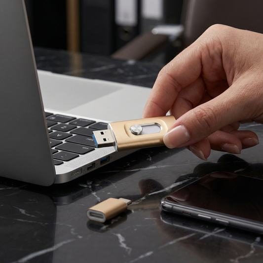 3-in-1 USB-Speicherstick – High-Speed USB 3.0 OTG-Stick mit Type-C-Adapter für Smartphone & PC