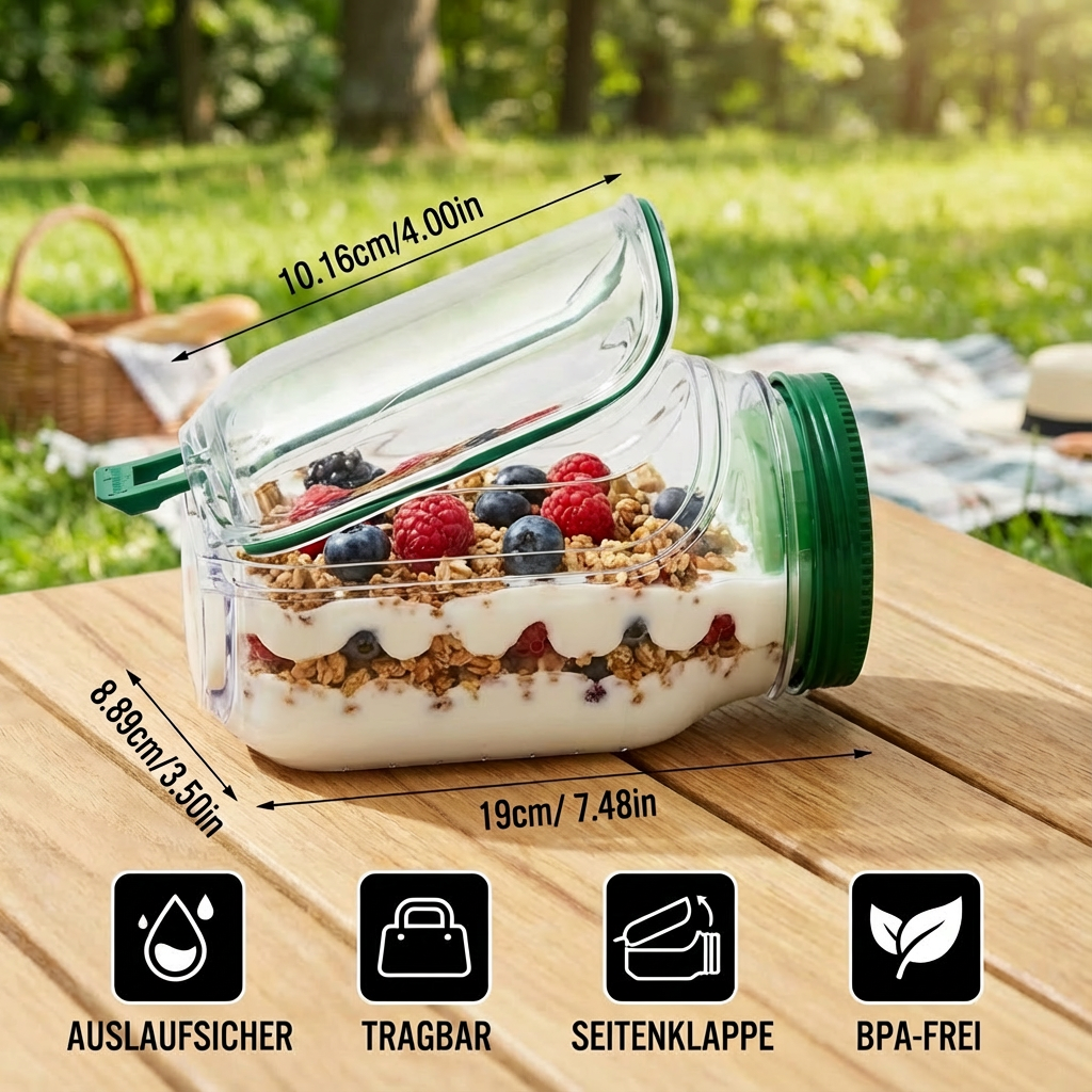 Jausenbox To-Go mit Seitenklappe – Auslaufsicher & Tragbar