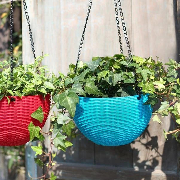 Geflochtener Hängekorb für Pflanzen mit Kette – Ideal für Balkon und Garten