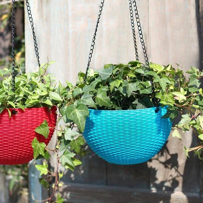 Geflochtener Hängekorb für Pflanzen mit Kette – Ideal für Balkon und Garten