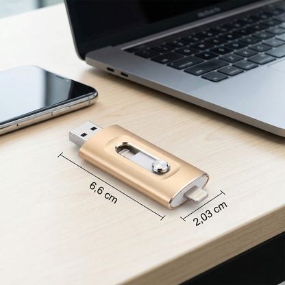 3-in-1 USB-Speicherstick – High-Speed USB 3.0 OTG-Stick mit Type-C-Adapter für Smartphone & PC