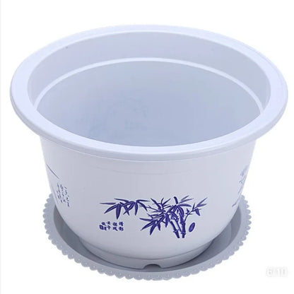 Blumentopf aus Kunststoff mit Bambusmotiv – Eleganter Pflanztopf für Balkon und Garten