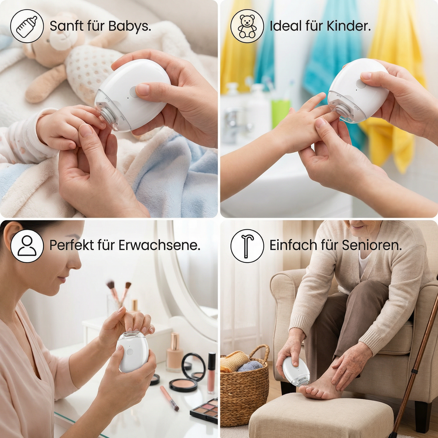 Profi Elektro-Nageltrimmer mit LED-Licht – Sanfter Nagelschneider für die ganze Familie