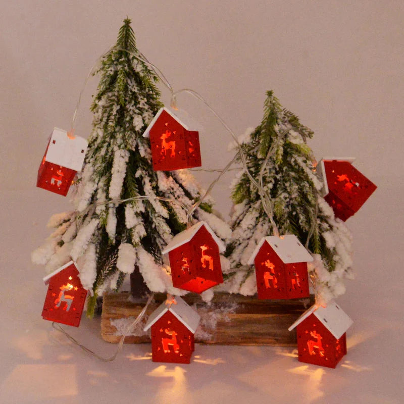 Holz-Weihnachtshäuser mit LED-Beleuchtung für Festliche Dekoration