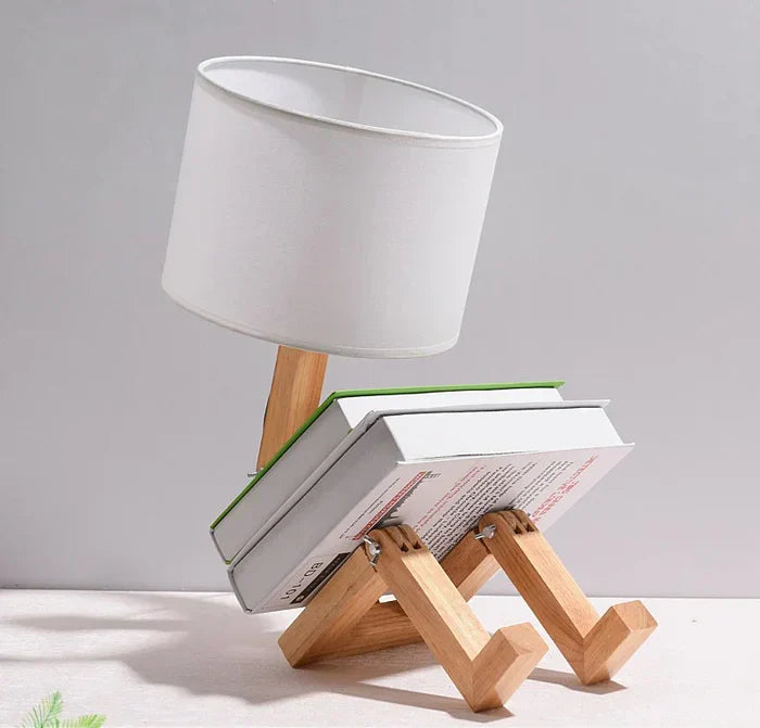 Hölzerne Tischlampe mit Bücherhalter – Modernes Design für Dein Zuhause