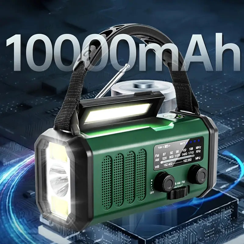 Solar-notfallradio Mit Powerbank – Kurbelradio Mit Led-taschenlampe Für Camping & Outdoor