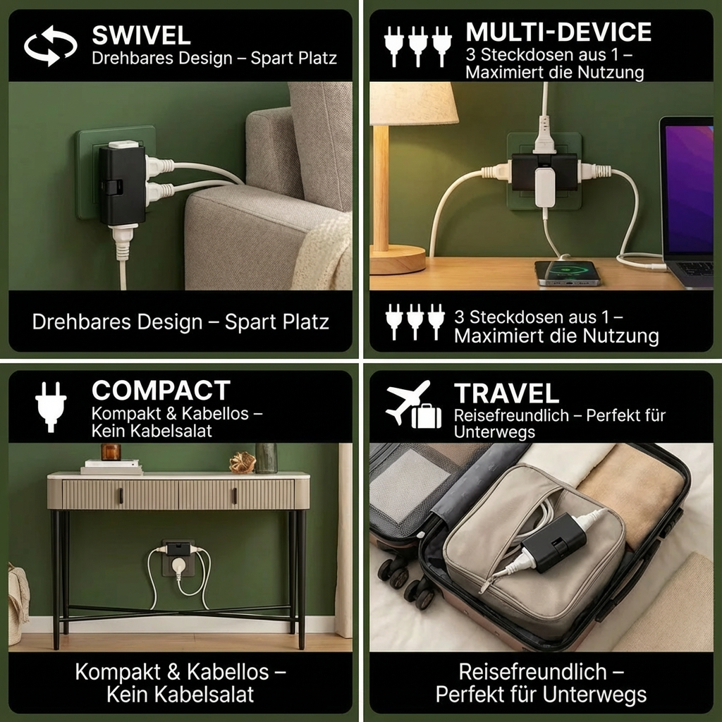 Mehrfach Winkelsteckdose - Praktische Lösung für enge Räume