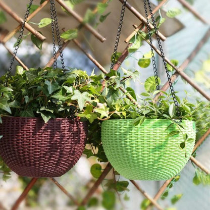 Geflochtener Hängekorb für Pflanzen mit Kette – Ideal für Balkon und Garten