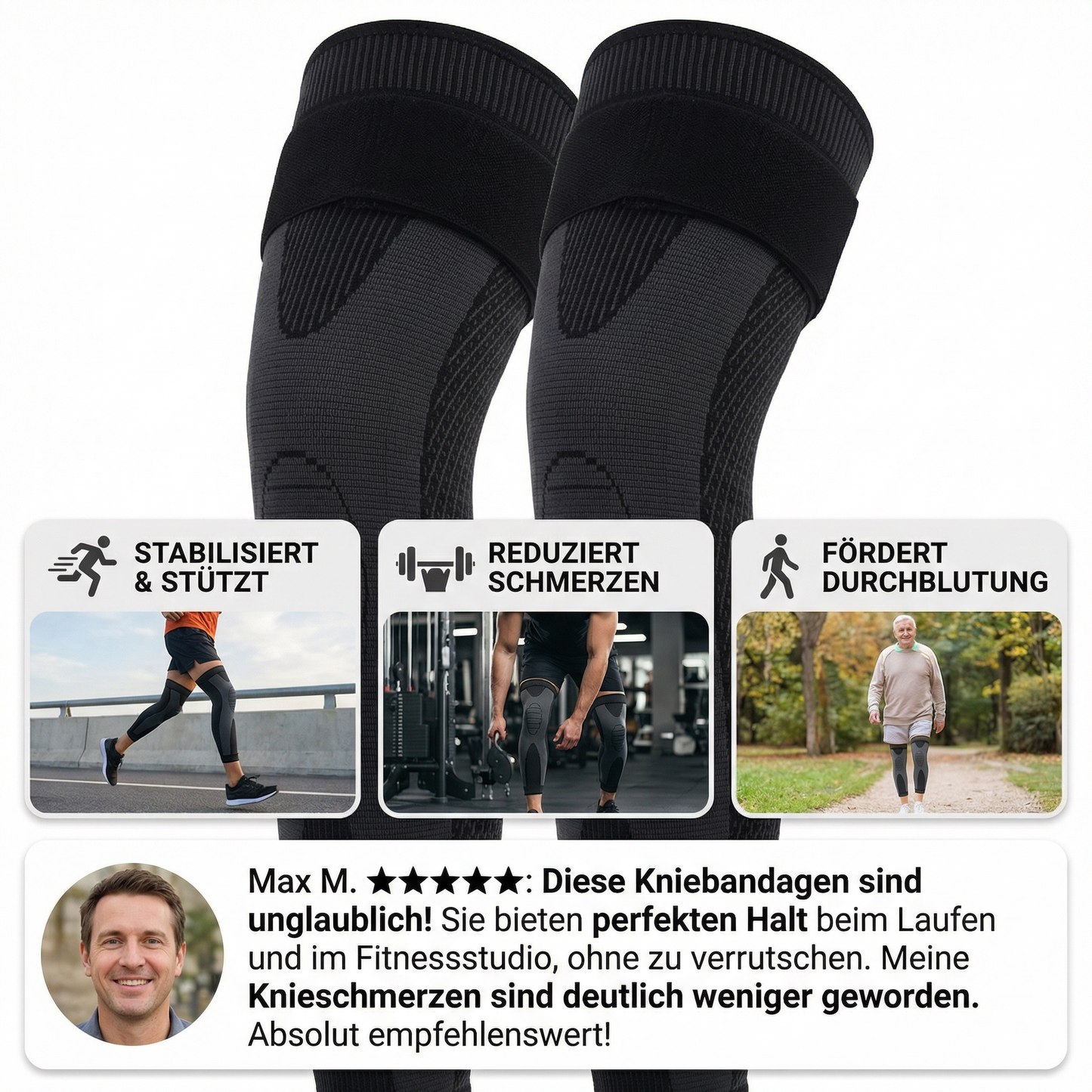 Elastische Kniebandage mit Kompression – rutschfest & stabilisierend