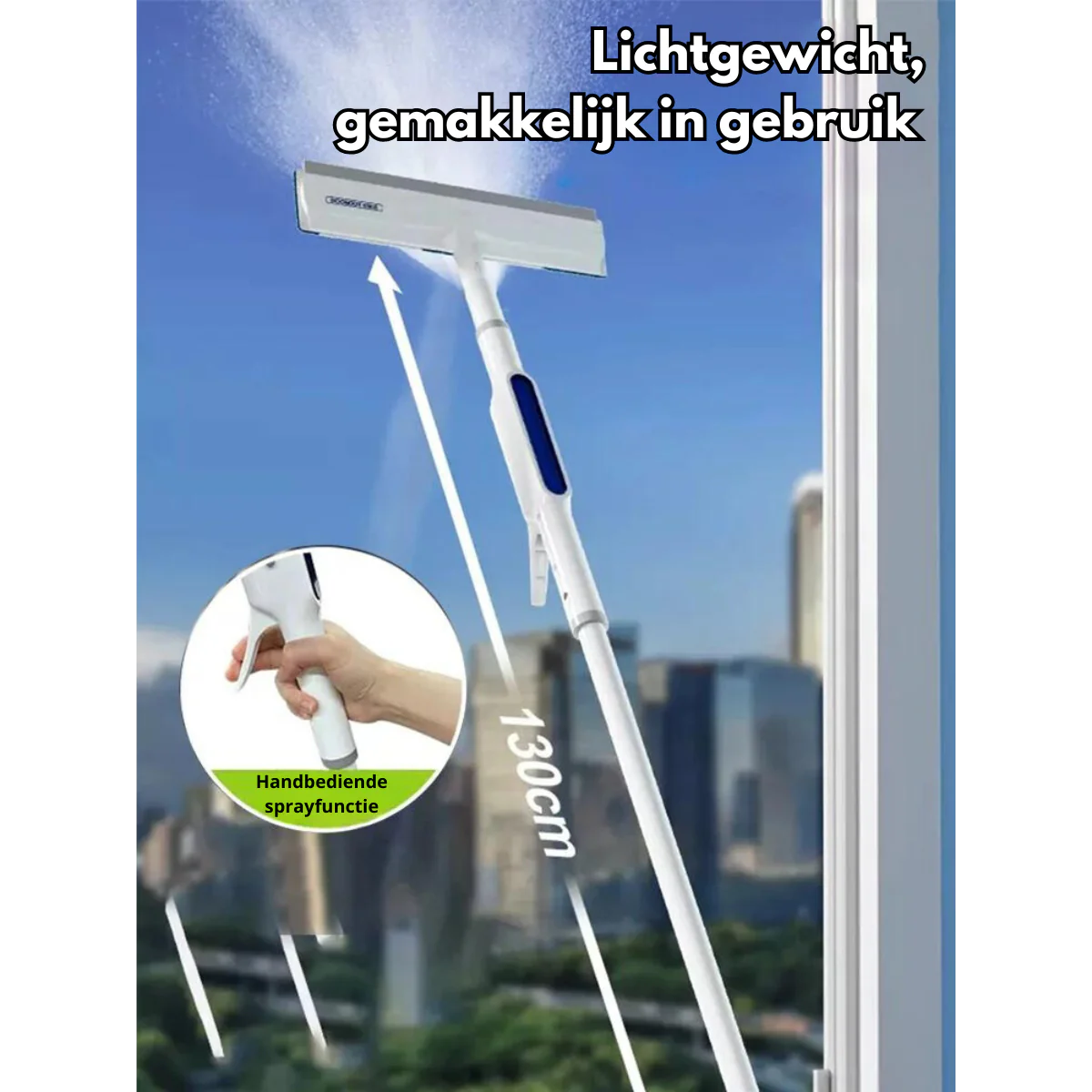 Funktionaler 3-in-1 Fensterwischer mit Sprüh- und Wischfunktion