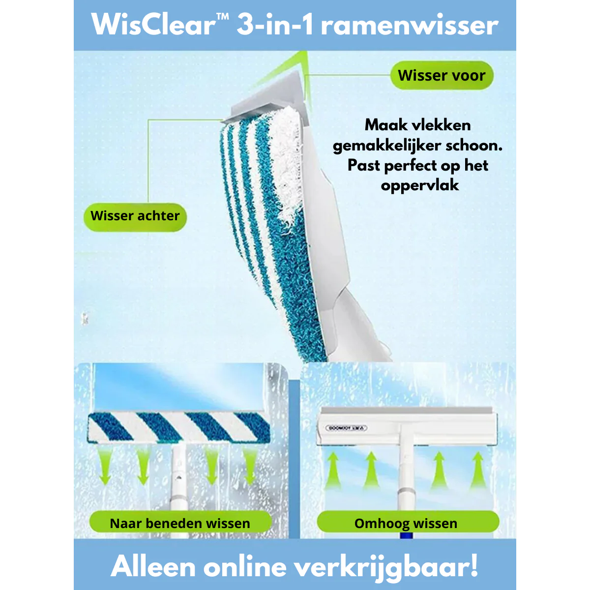 Funktionaler 3-in-1 Fensterwischer mit Sprüh- und Wischfunktion