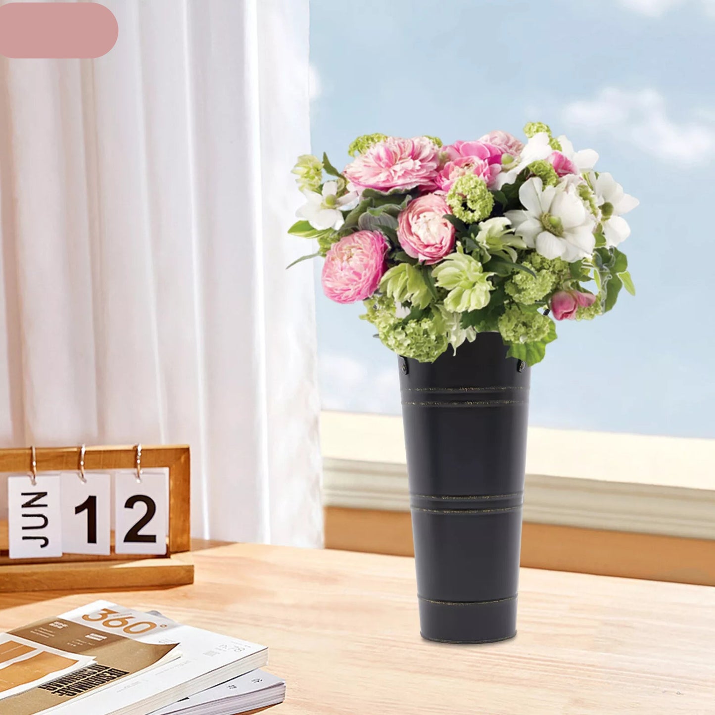 Retro Eisen-Blumeneimer mit Griffen – Dekorativer Metallblumentopf für Zuhause