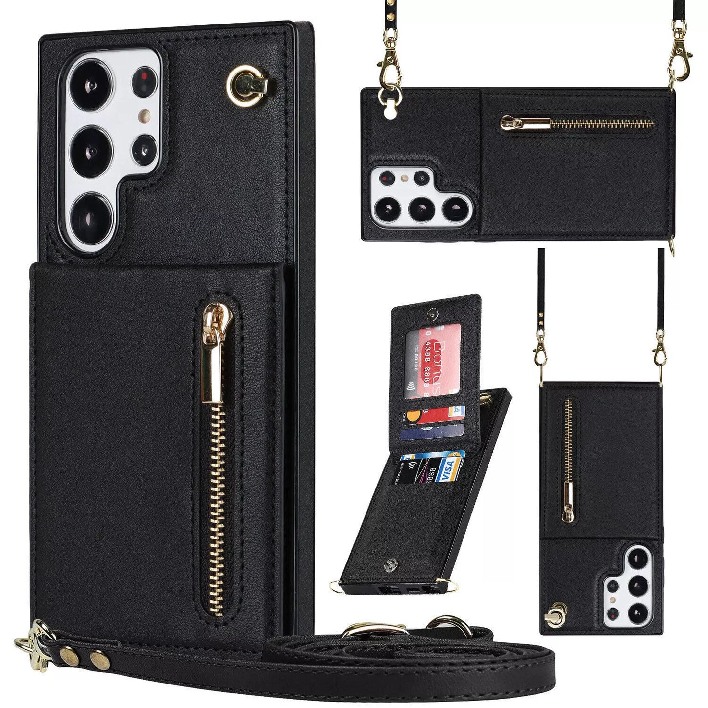 3in1 Handyhülle mit Karten und Münzfach Umhänge Tasche