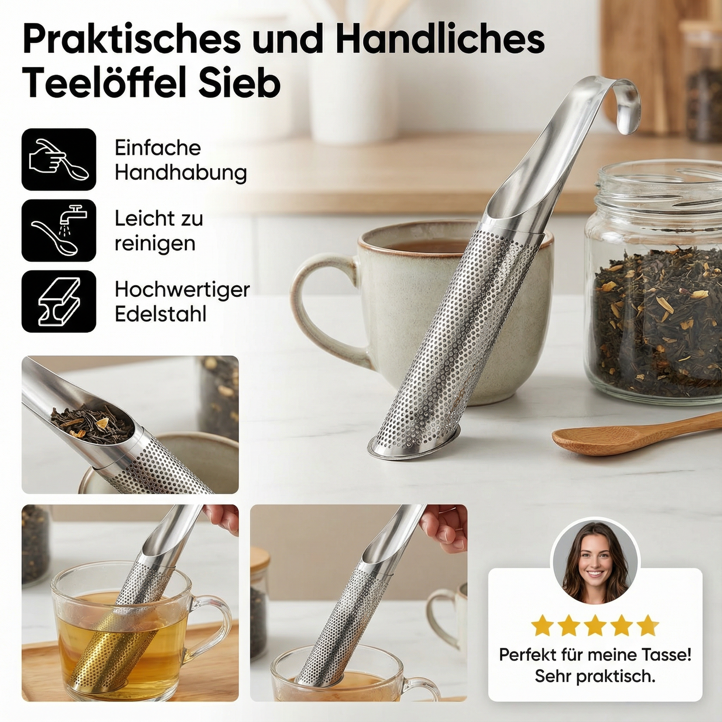Praktisches und Handliches Teelöffel Sieb