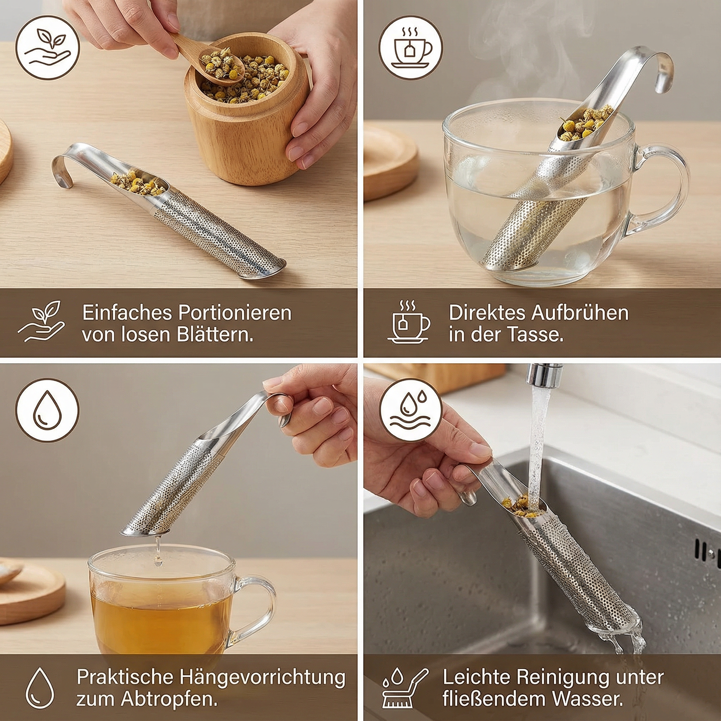 Praktisches und Handliches Teelöffel Sieb