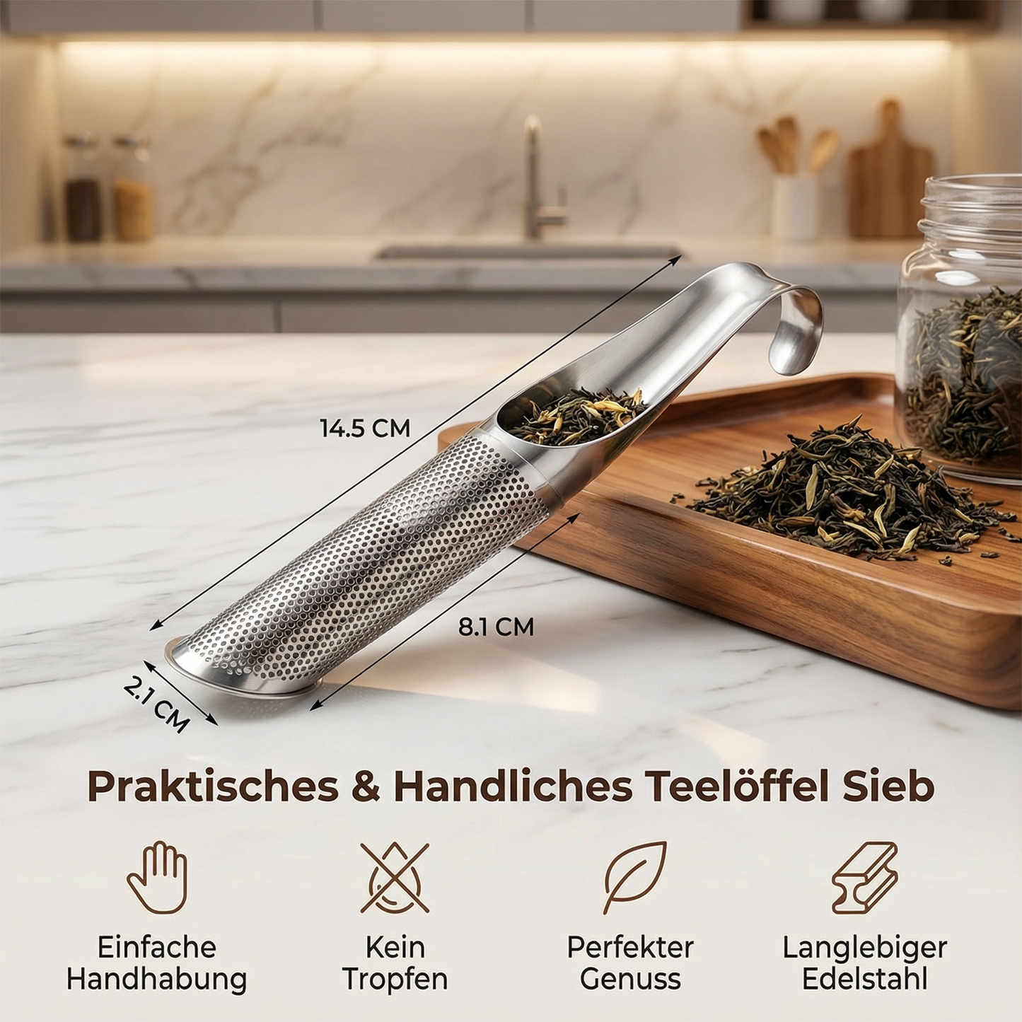 Praktisches und Handliches Teelöffel Sieb
