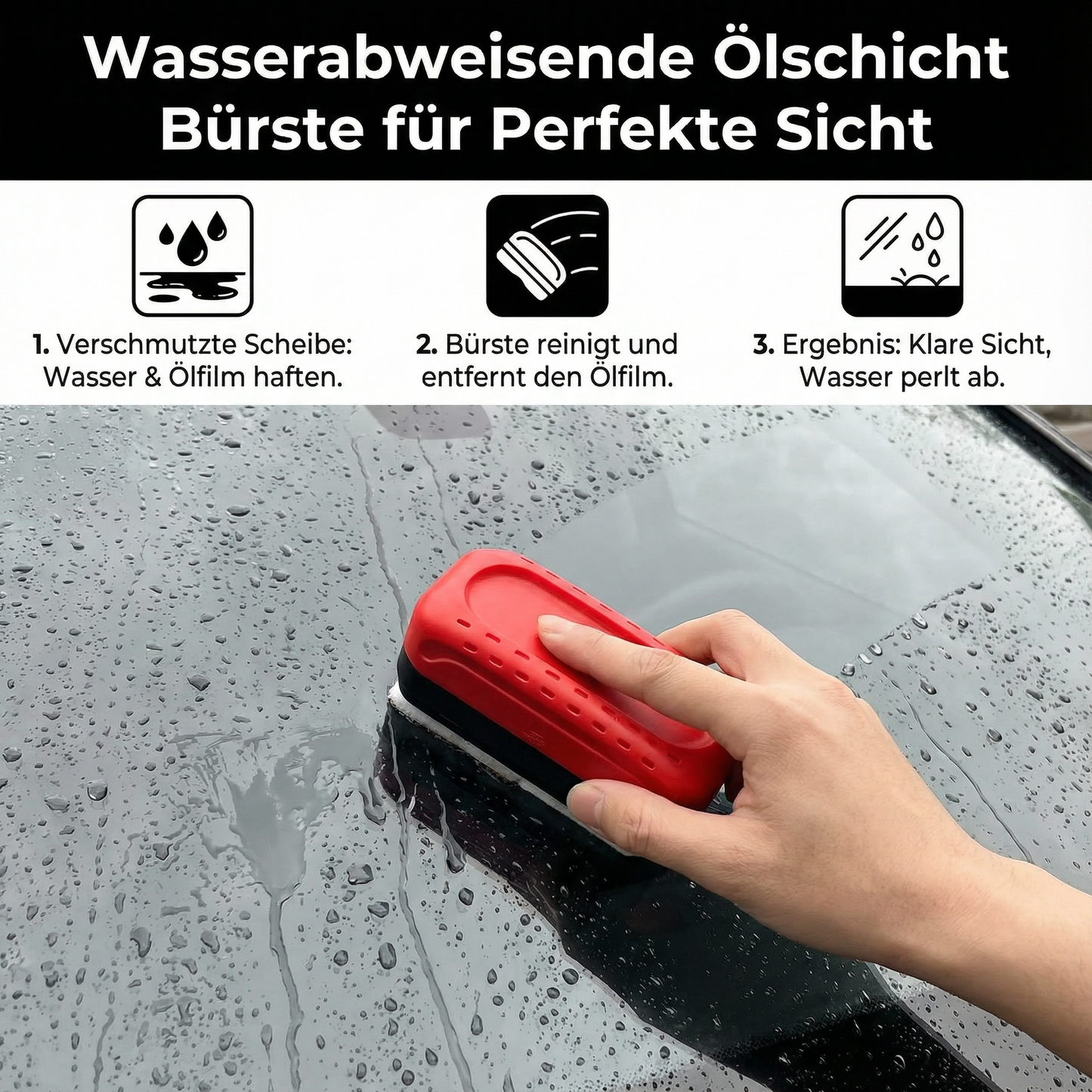 Wasserabweisende Ölschicht Bürste für Perfekte Sicht