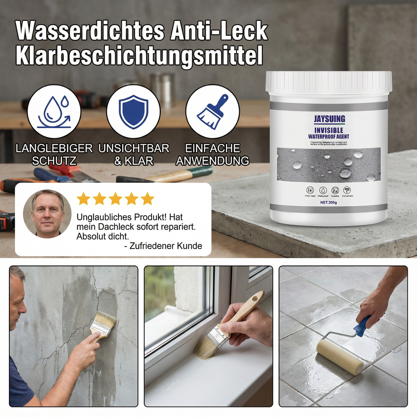 Wasserdichtes Anti-Leck Klarbeschichtungsmittel