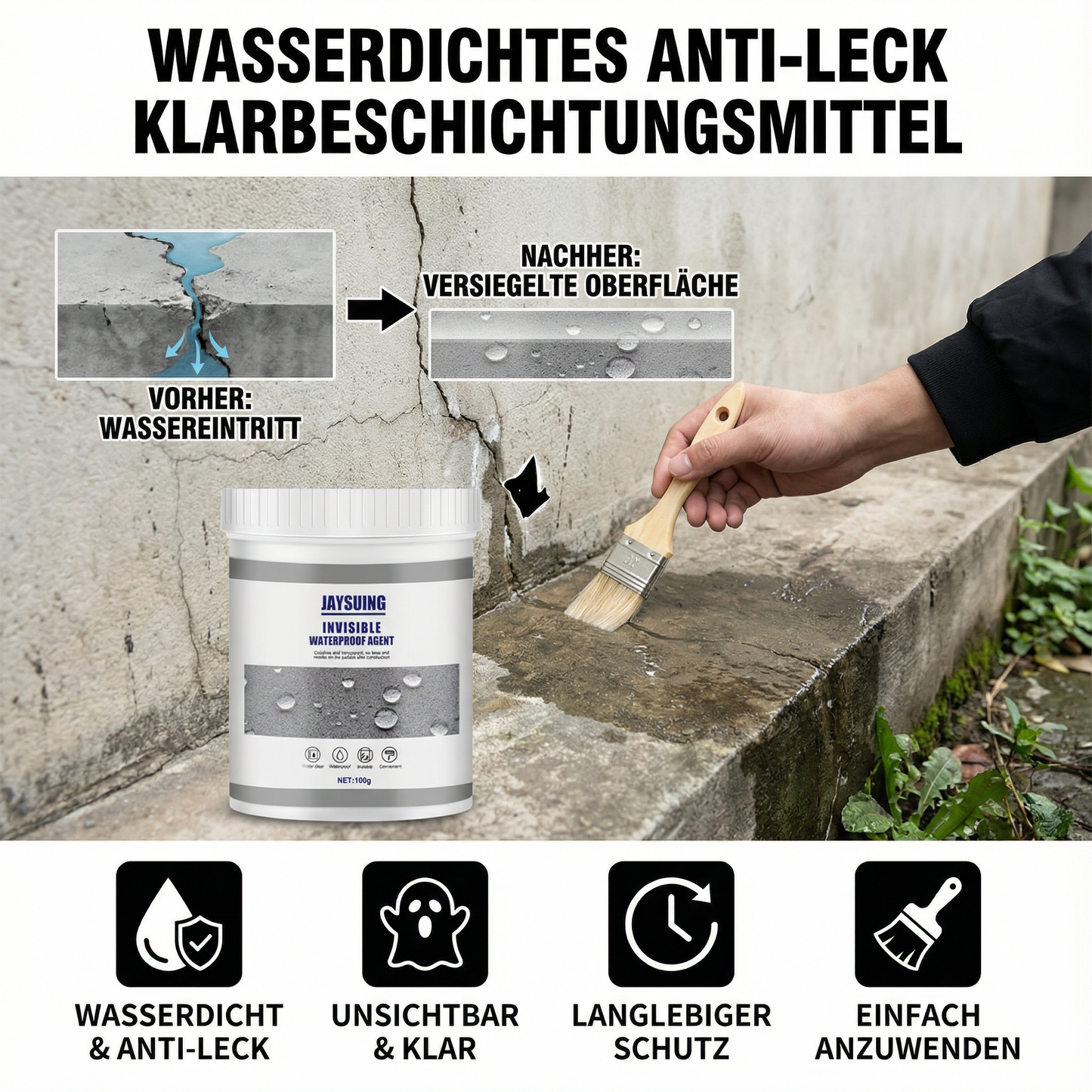 Wasserdichtes Anti-Leck Klarbeschichtungsmittel