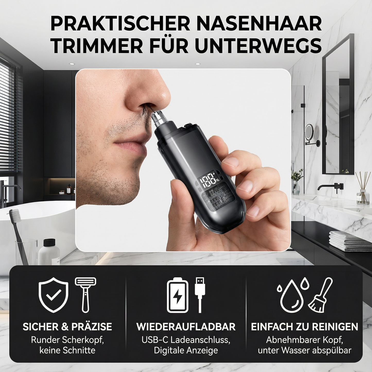 Praktischer Nasenhaar Trimmer für Unterwegs
