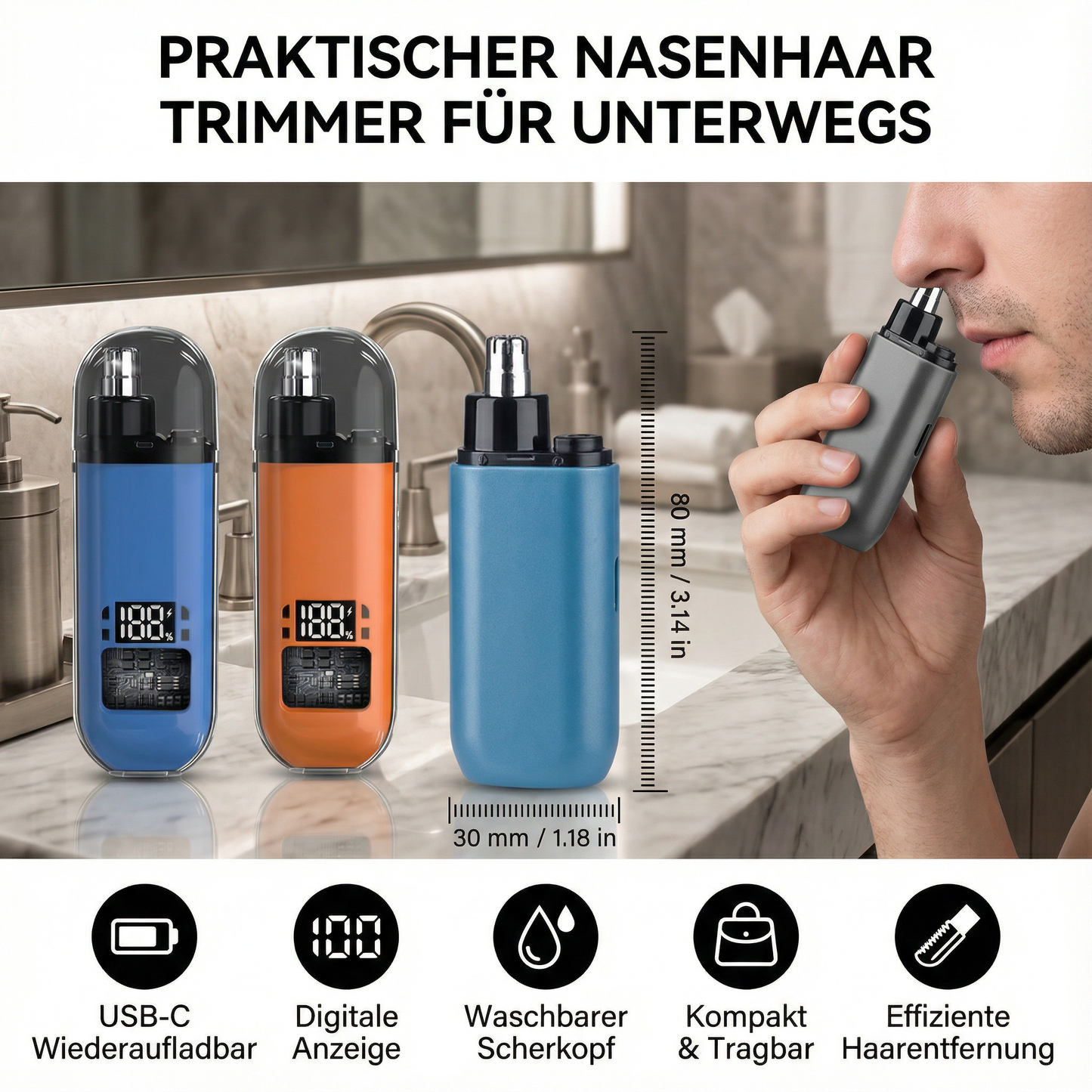 Praktischer Nasenhaar Trimmer für Unterwegs