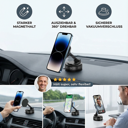 Magnetischer Saugnapf - Ausziehbarer 360° Telefonhalter mit Vakuumverschluss