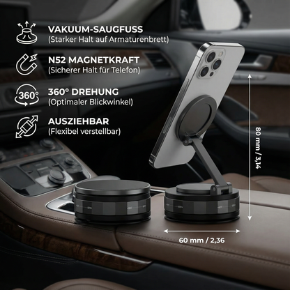 Magnetischer Saugnapf - Ausziehbarer 360° Telefonhalter mit Vakuumverschluss