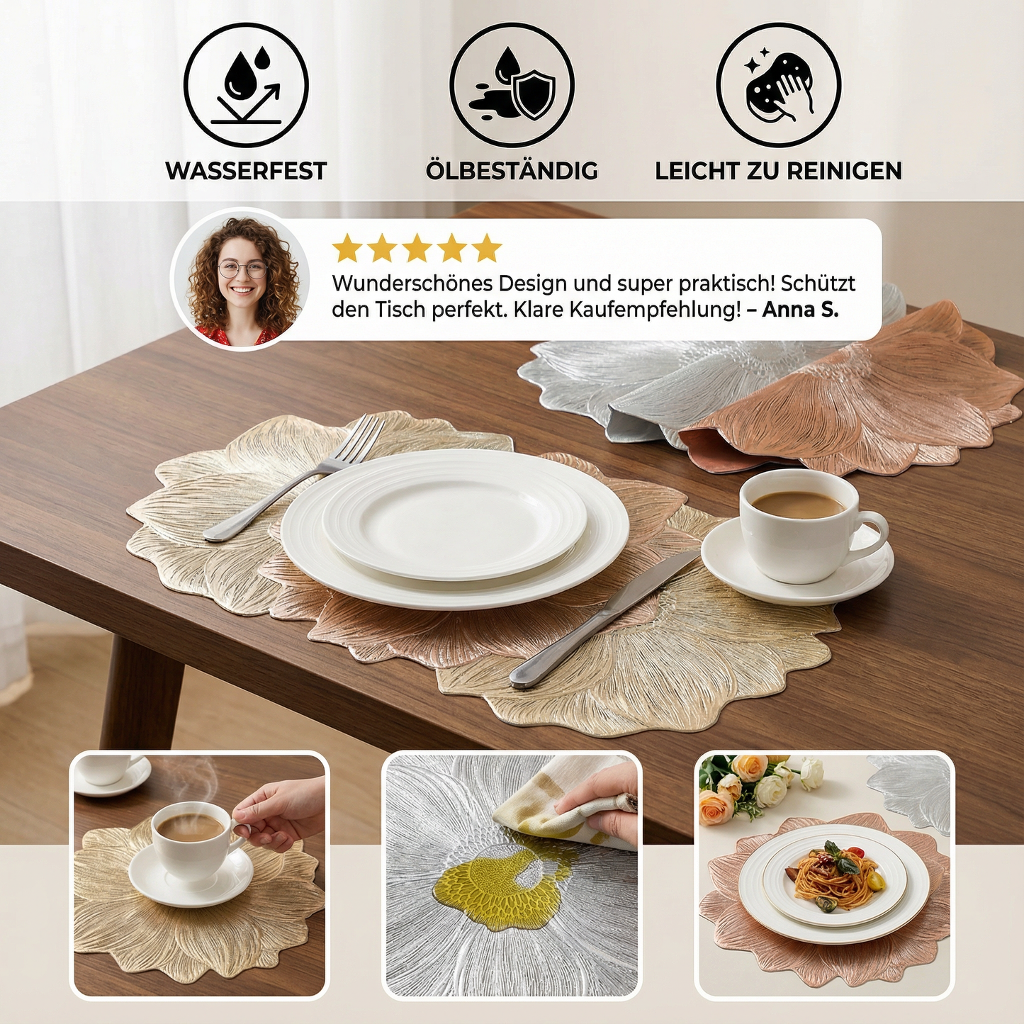 Kreatives Blumen Tisch Set - Wasserfest und Ölbeständig