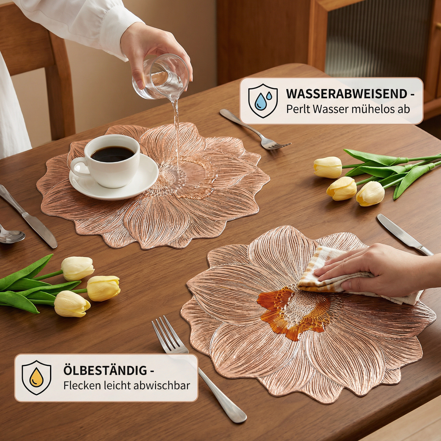 Kreatives Blumen Tisch Set - Wasserfest und Ölbeständig