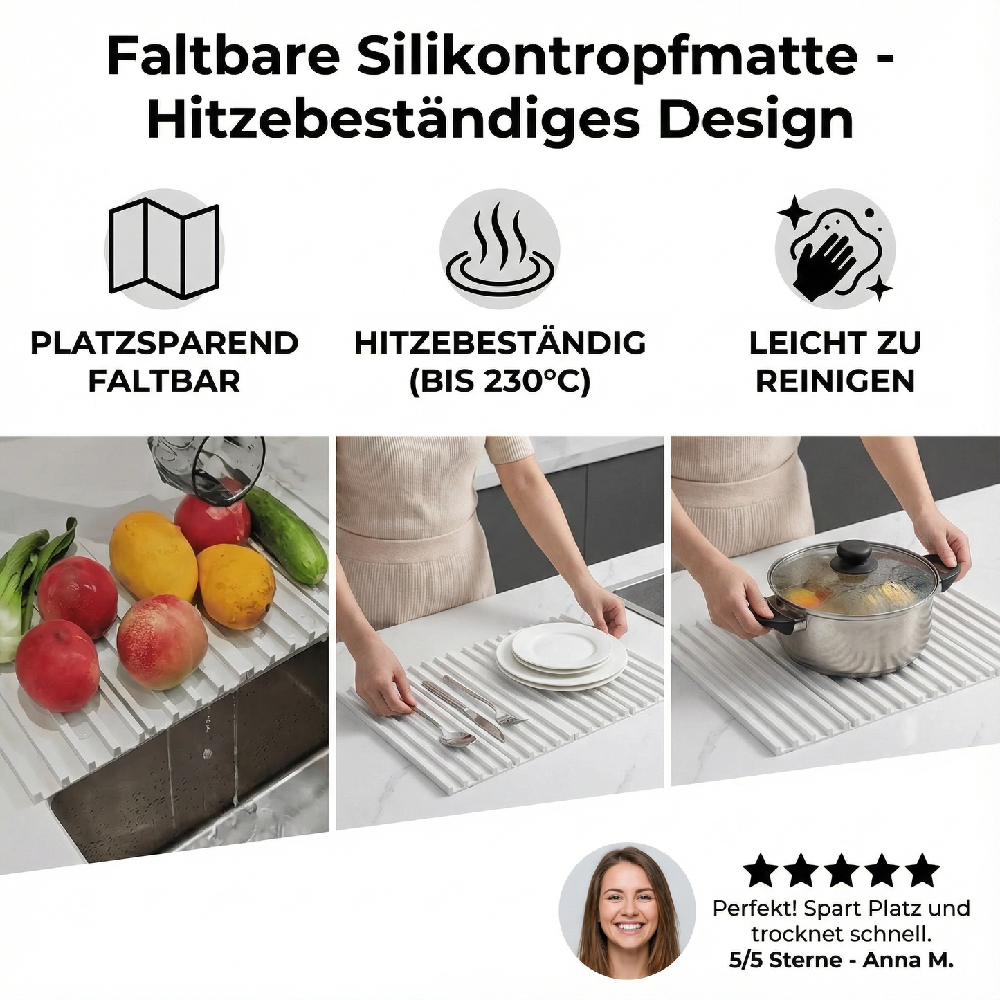 Faltbare Silikontropfmatte - Hitzebeständiges Design