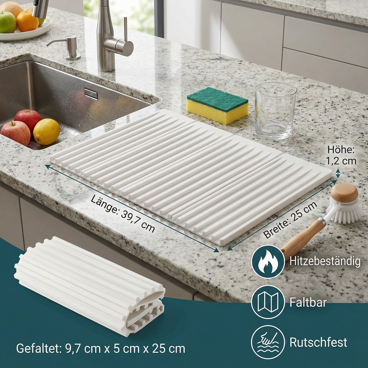 Faltbare Silikontropfmatte - Hitzebeständiges Design