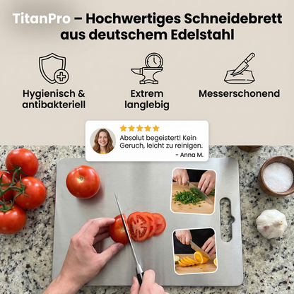 TitanPro – Hochwertiges Schneidebrett aus deutschem Edelstahl